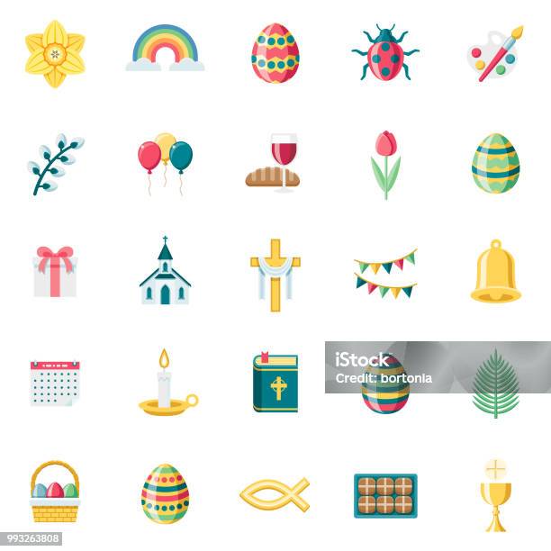 Flat Design Easter Icon Set Stock Illustration - Download Image Now - Easter, Icon Symbol, Clip Art