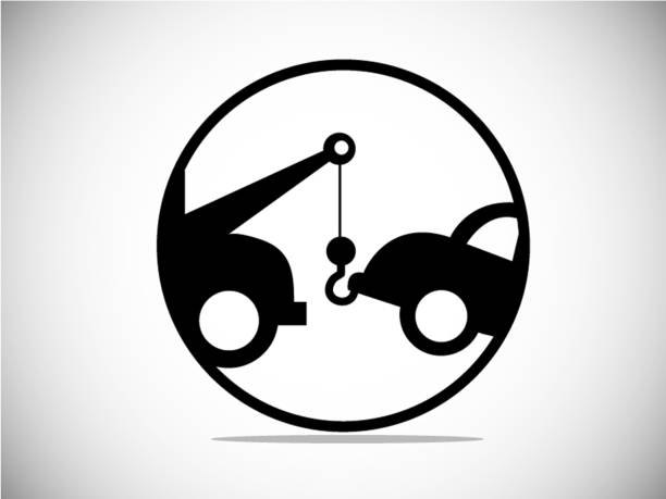 illustrazioni stock, clip art, cartoni animati e icone di tendenza di icona del camion di traino dell'auto. illustrazione vettoriale - car motor vehicle towing repairing