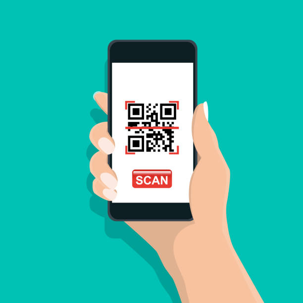 ilustrații de stoc cu qr și cod mobil - ilustrație vectorială - scaner