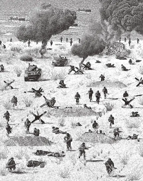 Vector illustration of WW2 Normandy invasion on Omaha Beach