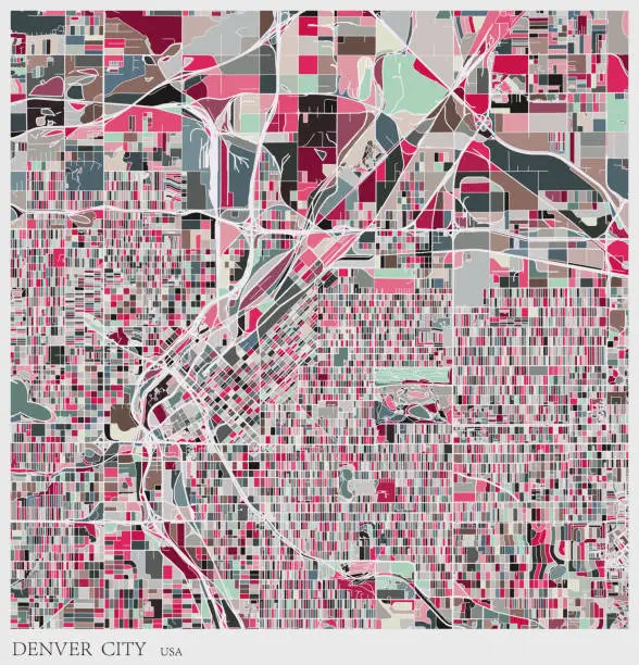 Vector illustration of art illustration of Denver city map