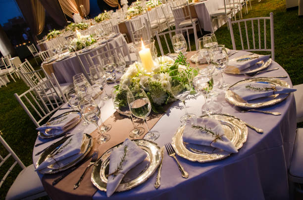 istock Table for a wedding reception, a decoration concept for weddings or social events 993347842