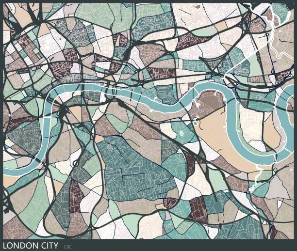 Vector illustration of color lump style London city art map