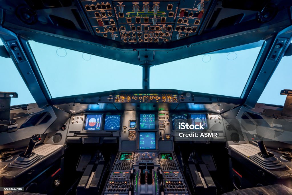 A view of the cockpit Cockpit Stock Photo