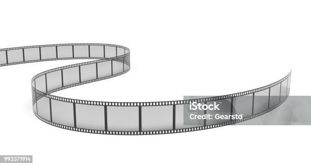 3d Rendering Of A Single Film Strip Arranged In Turns And Bends On White Background Stock Photo - Download Image Now