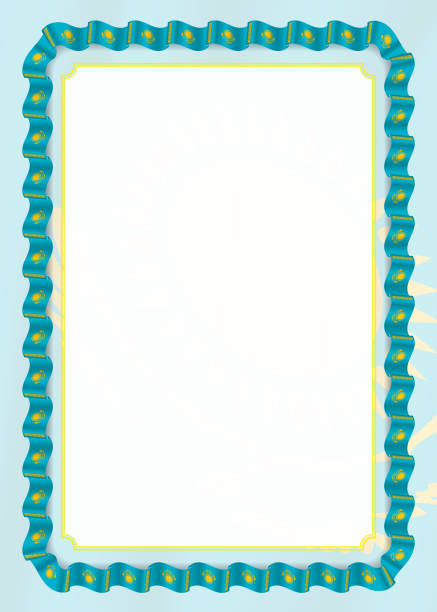 istock Frame and border of ribbon with Kazakhstan flag, template elements for your certificate and diploma. Vector 993380552