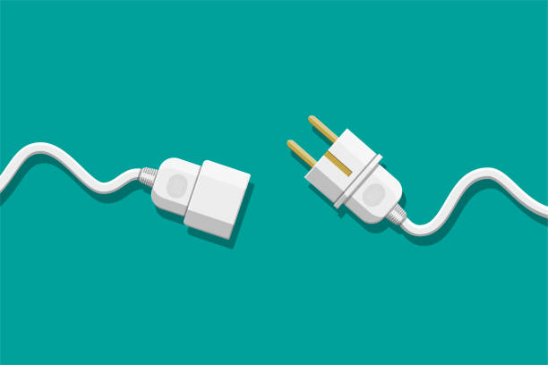 steckdose und stecker ausgesteckt. - wired stock-grafiken, -clipart, -cartoons und -symbole