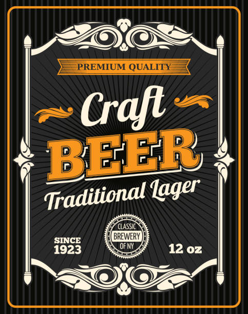 ilustraciones, imágenes clip art, dibujos animados e iconos de stock de cartel de vector cerveza artesanal premium calidad - beer backgrounds alcohol glass