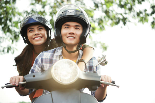 istock Couple riding motorbike 993405820