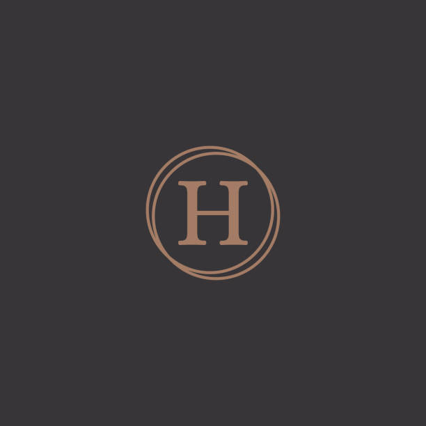 Professional letter H in rounded design frame logo Simple professional letter logo design in a stylish rounded frame in a black background. letter h stock illustrations