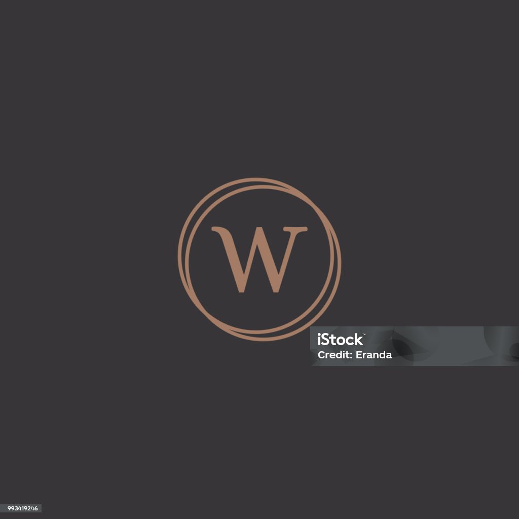 Professional letter W in rounded design frame logo Simple professional letter logo design in a stylish rounded frame in a black background. Letter W stock vector