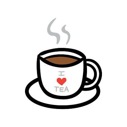 Cartoon I Love Tea Cup Illustration Stock Illustration - Download Image Now  - Breakfast, Cafe, Caffeine - iStock