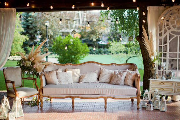 istock wedding lounge zone with sofa, boudoir table and lights 993432664