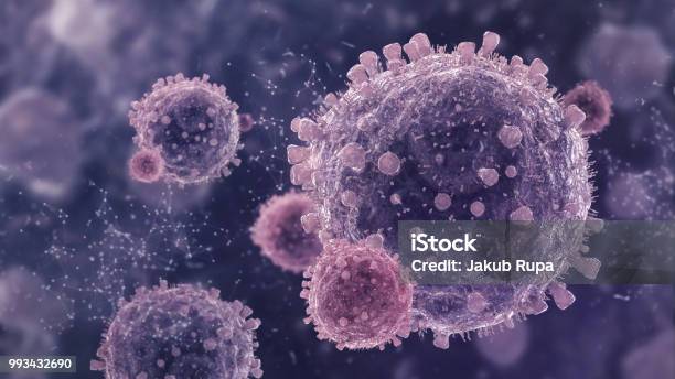 Virus Cells Abstract 3d Render Stock Photo - Download Image Now - Bacterium, Virus, Magnification