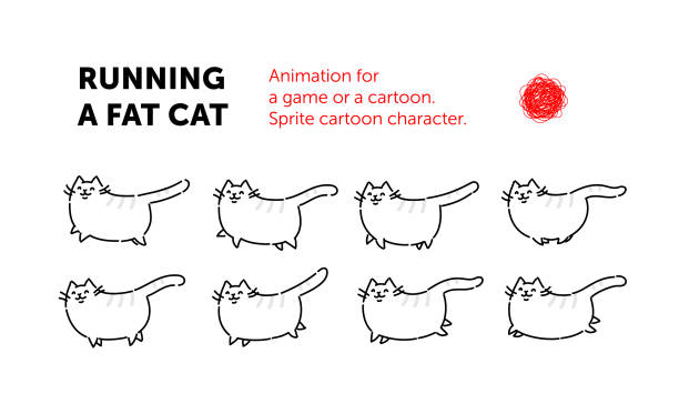 Sprite cartoon character of the cat. Set of different poses of the character in the vector. The looped animation of the cat. Animation for a game or a cartoon. A flat illustration on an isolated background. Running cat. Sprite cartoon character of the cat. Set of different poses of the character in the vector. The looped animation of the cat. Animation for a game or a cartoon. A flat illustration on an isolated background. Running cat. walking animation stock illustrations