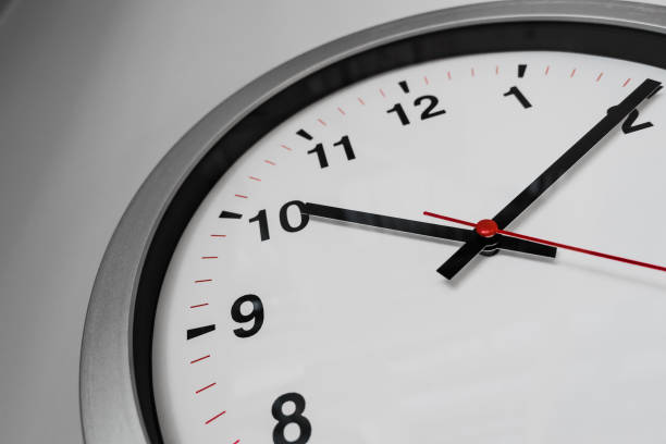 istock Closeup clock on the wall for Business hours on time concept. 993455162