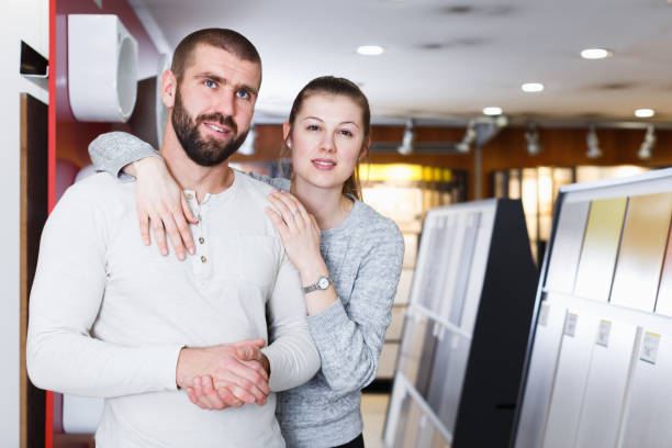 istock Portrait of couple looking  kitchen ceramic tile 993458998