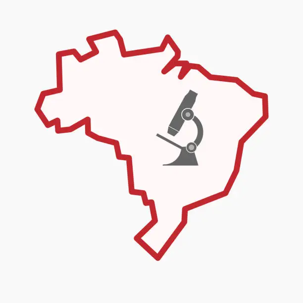 Vector illustration of Isolated Brazil map with  a microscope icon