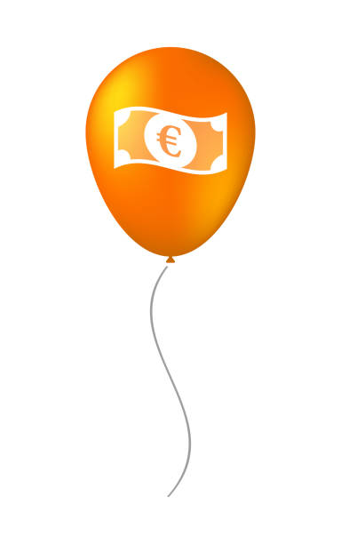 изолированный воздушный шар с банкнотой евро - bank symbol computer icon european union euro note stock illustrations