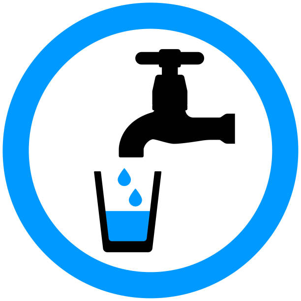 stockillustraties, clipart, cartoons en iconen met drinkbaar water kraan pictogram symbool vector - drinkwater