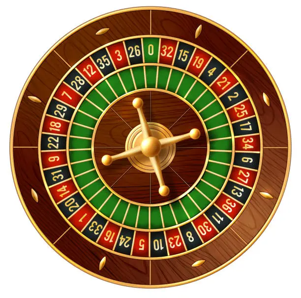 Vector illustration of Casino roulette wheel 3d vector of gamble game