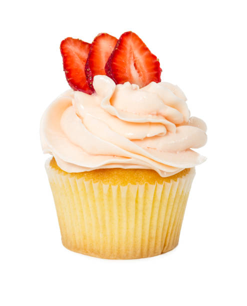 istock Cupcake with fresh strawberries isolated on white 993486400