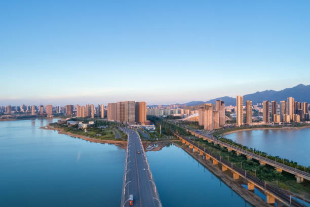 istock jiujiang cityscape at dusk 993491108