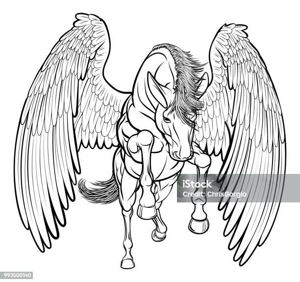 Rearing Pegasus Horse Stock Illustration - Download Image Now - Animal Wing, Horse, Pegasus