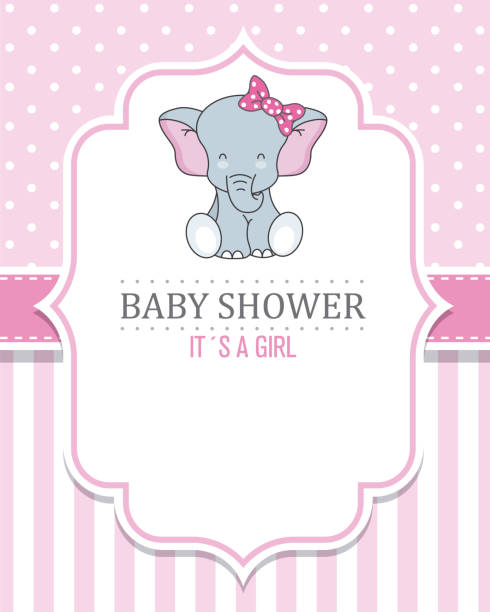 illustrazioni stock, clip art, cartoni animati e icone di tendenza di baby shower ragazza - baby shower invitation its a girl greeting card