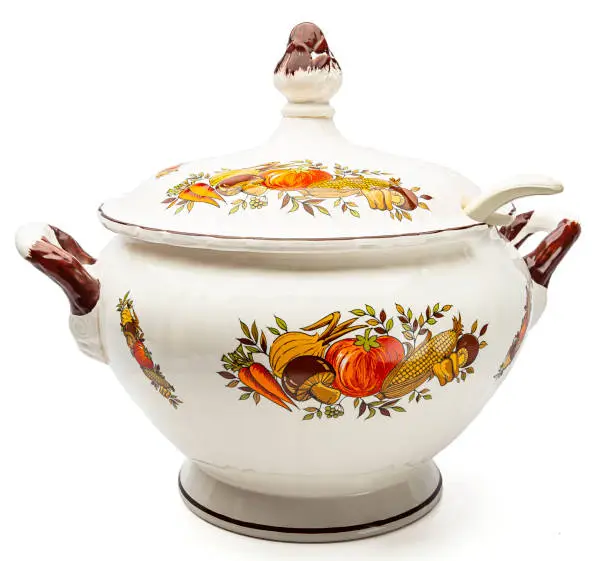 Vintage 70’s tureen isolated on a white background