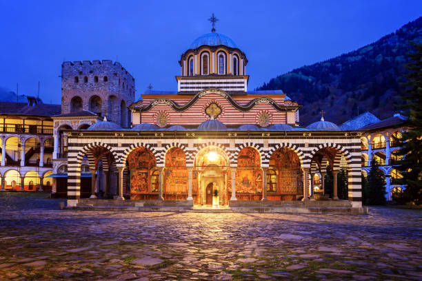 istock Rila church blue hour 993569508