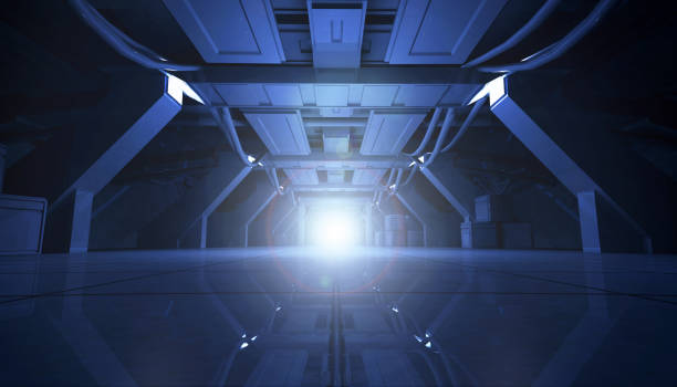 istock Abstract Blue Sci Fi Futuristic Interior Design Corridor.3D Rendering 993583212