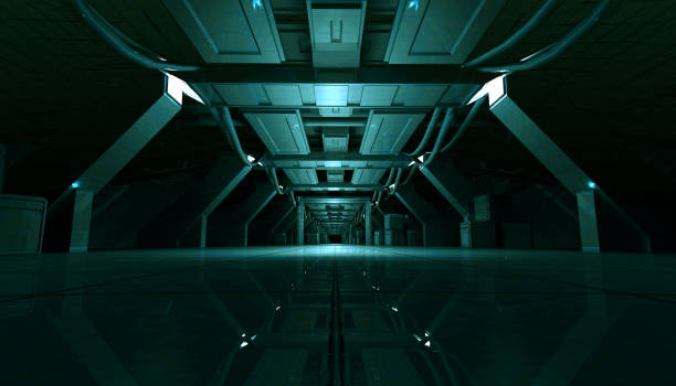istock Abstract Cyan Sci Fi Futuristic Interior Design Corridor.3D Rendering 993588186