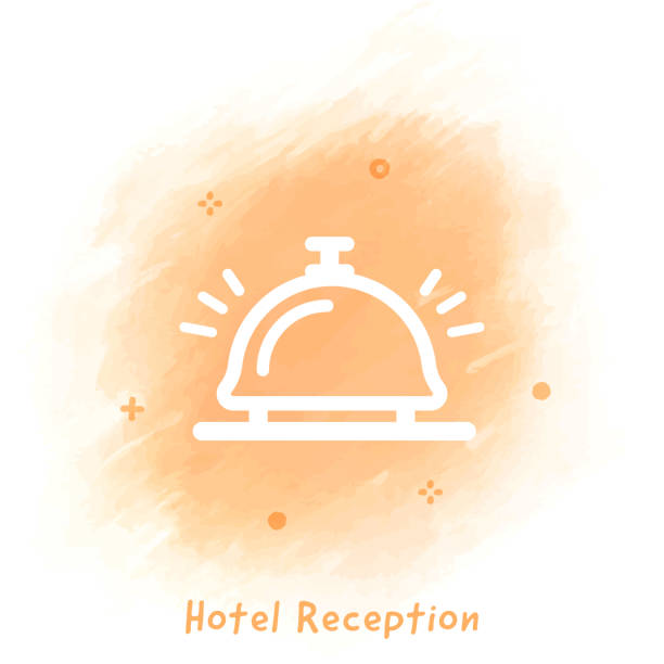 ilustrações de stock, clip art, desenhos animados e ícones de hotel doodle icon background - hotel desk reception