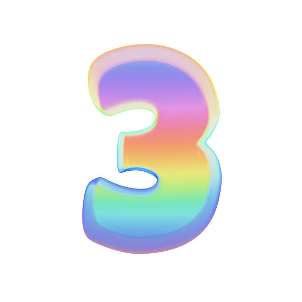 istock Alphabet number 3. Rainbow font made of bright soap bubble. 3D render isolated on white background. 993596038