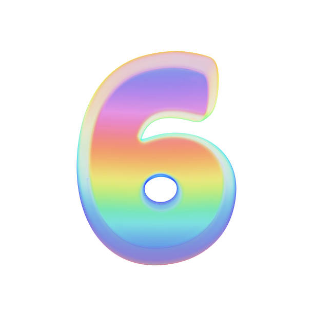 istock Alphabet number 6. Rainbow font made of bright soap bubble. 3D render isolated on white background. 993596066