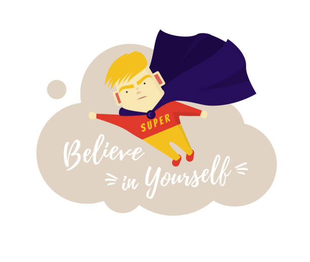 istock Motivational phrase. Believe in yourself. The boy is a superhero. Motivation and self-confidence 993596948
