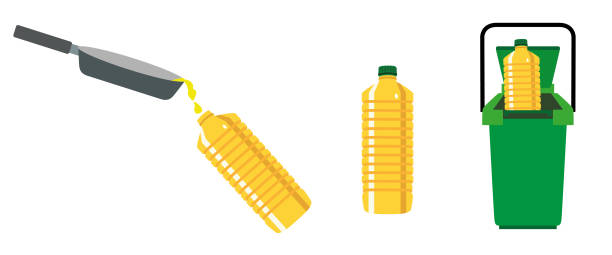 ilustraciones, imágenes clip art, dibujos animados e iconos de stock de reciclaje vector de aceite de cocina - u k