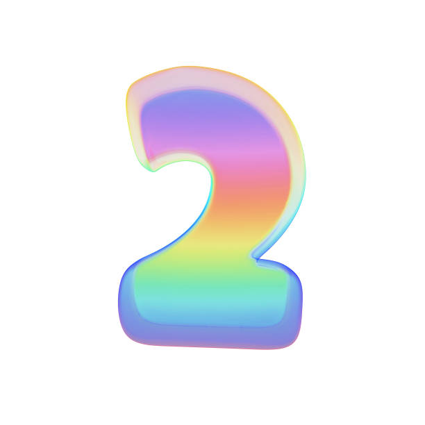 istock Alphabet number 2. Rainbow font made of bright soap bubble. 3D render isolated on white background. 993597492