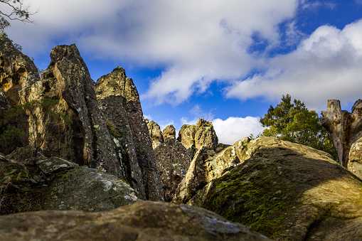 Hanging Rock - sacred volcanic rock formation in Macedon Ranges, Melbourne, Australia