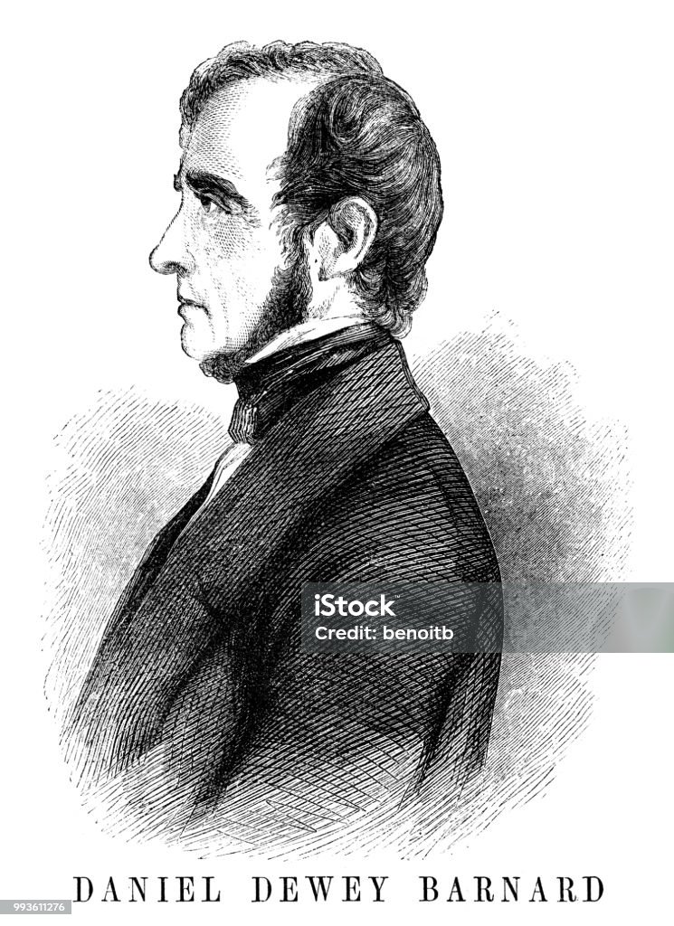 Daniel Dewey Barnard Daniel Dewey Barnard - Scanned 1855 Engraving 19th Century stock illustration