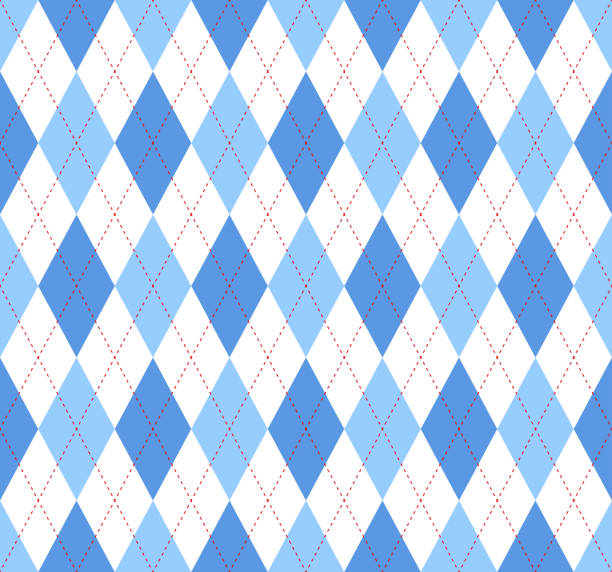 Seamless argyle plaid pattern in blue, azure and white All over fabric texture print Smart Casual stock illustrations