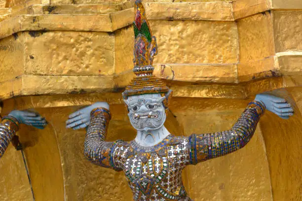 Photo of The pattern of golden garuda at Wat phra Kaew Temple, Bangkok,Thailand