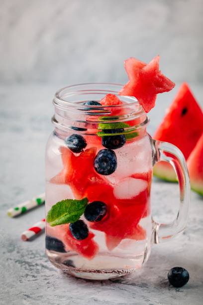 istock Infused detox water with watermelon, mint and blueberry. 993654006