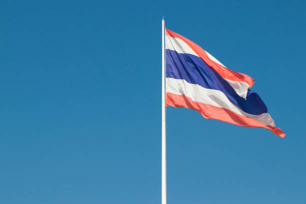 istock Thai flag of Thailand with blue sky background. 993658802