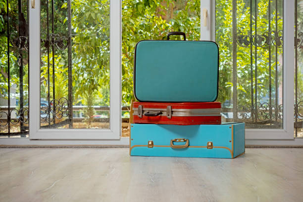 Vintage suitcase in living room
