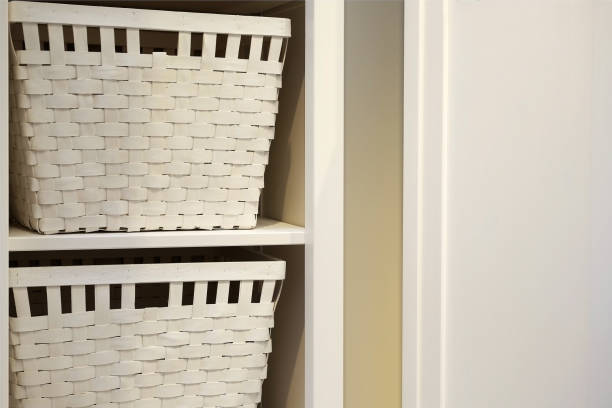 istock Boho style rattan drawers cabinet isolated on white background 993691684