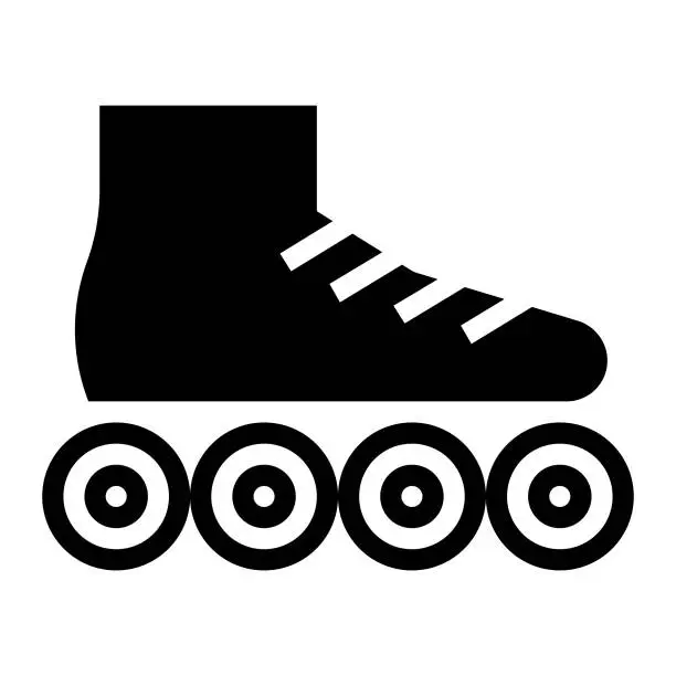 Vector illustration of Glyph beautiful roller skate shoe vector icon