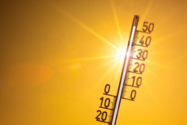따뜻한 여름 - heat heat wave thermometer summer 뉴스 사진 이미지