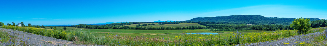 Panoramic view of a scene in the countryside in summer